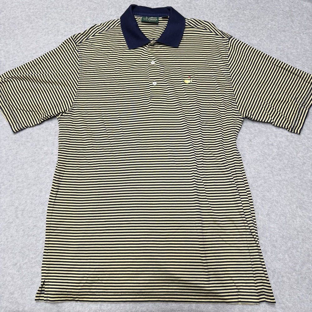 Amen Corner Shirt Polo Mens L Blue Stripe Golf Augusta National Masters